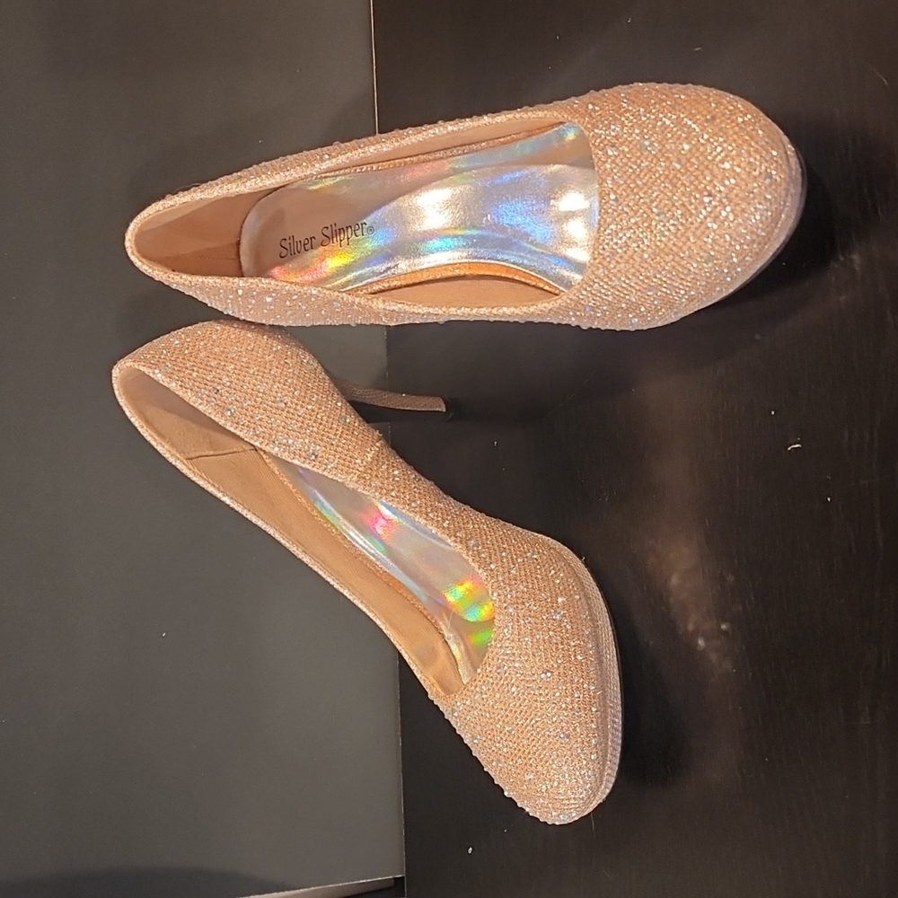 Wide Width Glitter High Heel Shoes